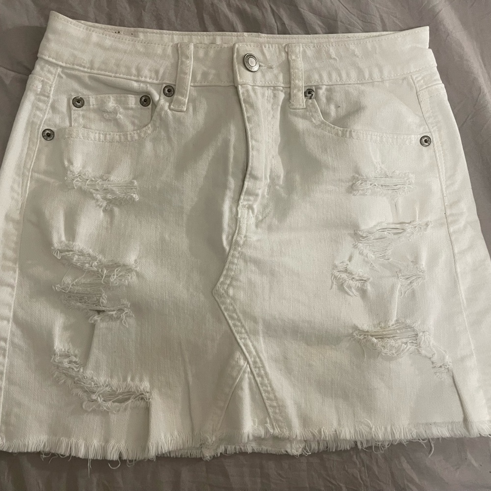 American Eagle ripped jean mini skirt